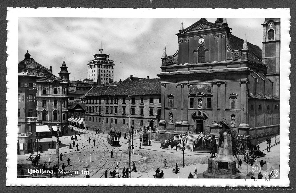 Postcard_of_Ljubljana,_Prešeren_Square_(28) between 1928 1947.jpg