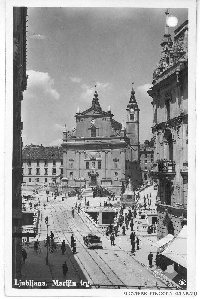 Postcard_of_Ljubljana,_Prešeren_Square_(28) between 1928 1947 dsda.jpg