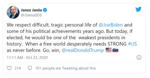 Janša Endorses Trump