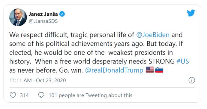 Janša Endorses Trump