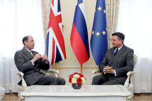 Prince Edward, left, President Borut Pahor, right