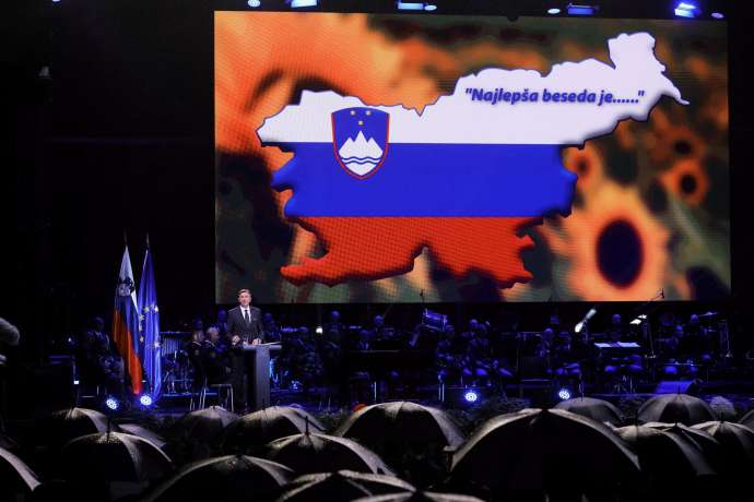 President Pahor speaks in a rainy Congress Square