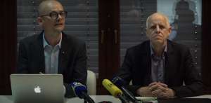 Laurens Hueting and Mogens Blicher Bjerregaard at the press conference
