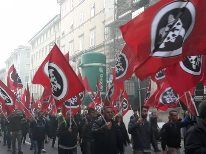 Members of the group marching in Trieste