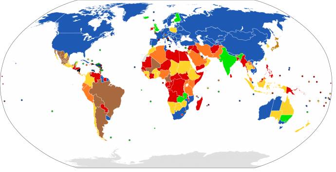 Countries where abortion on request is legal are marked in blue
