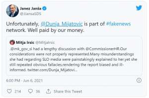 Intl Journalist Associations Condemn Janša&#039;s Tweet  on Council of Europe Commissioner for Human Right