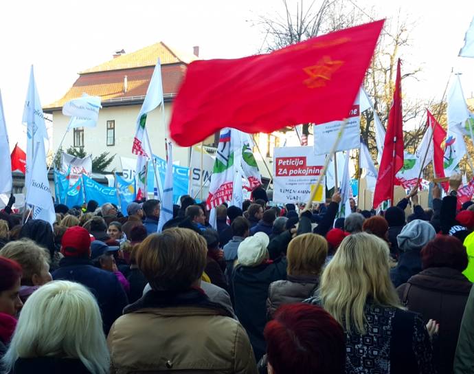 A protest during the strike on January 24, 2018