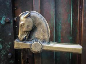 One of the door handles of the National University Library, Ljubljana