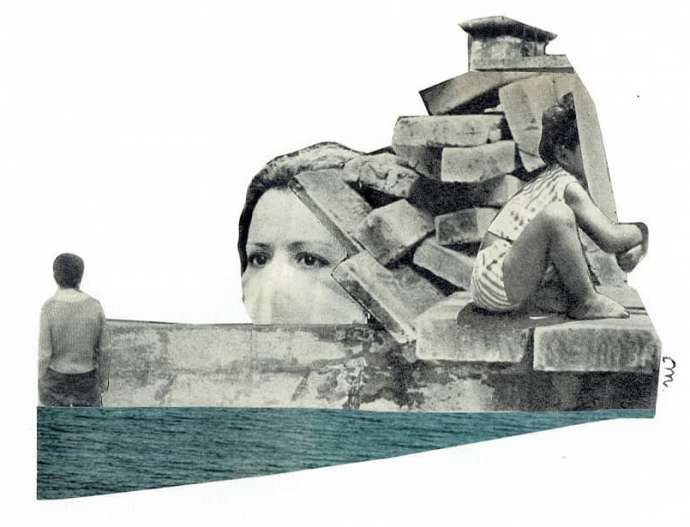 &quot;No home. No isolation.&quot; collage, 2020