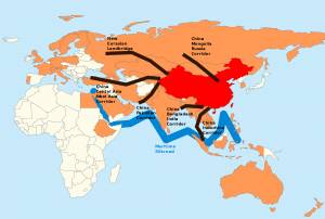 Map of China&#039;s One Belt One Road Initiative