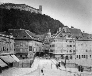 Špitalski Bridge and St Mary&#039;s Square in 1890