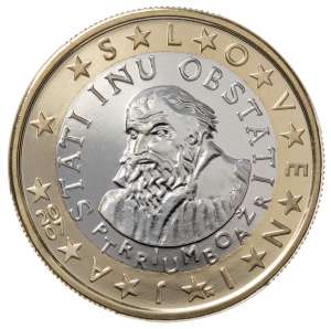 Primož Trubar on Slovenia&#039;s one euro coin