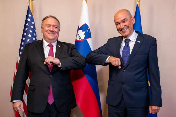 US Secretary of State Mike Pompeo and Slovenian President Janez Janša