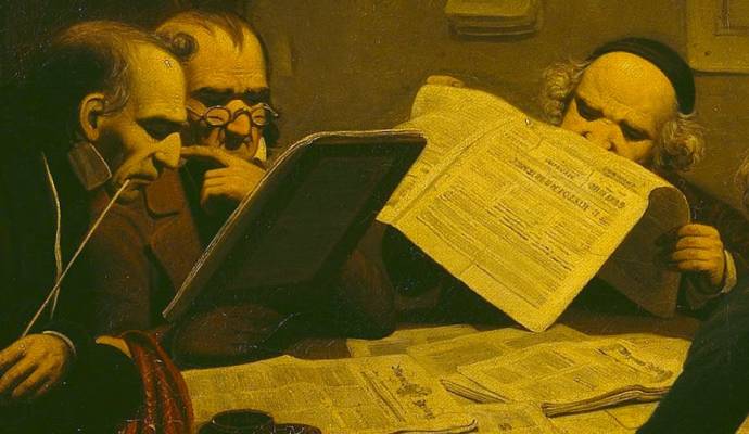 Detail of Johann Peter Hasenclever&#039;s &#039;Das Lesekabinett&#039; 1843