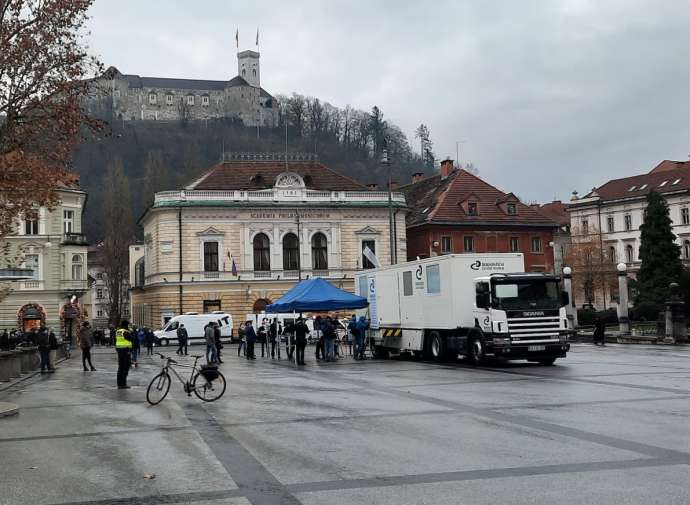 Not such a long line in Ljubljana