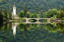 The lake and Church of St John the Baptist