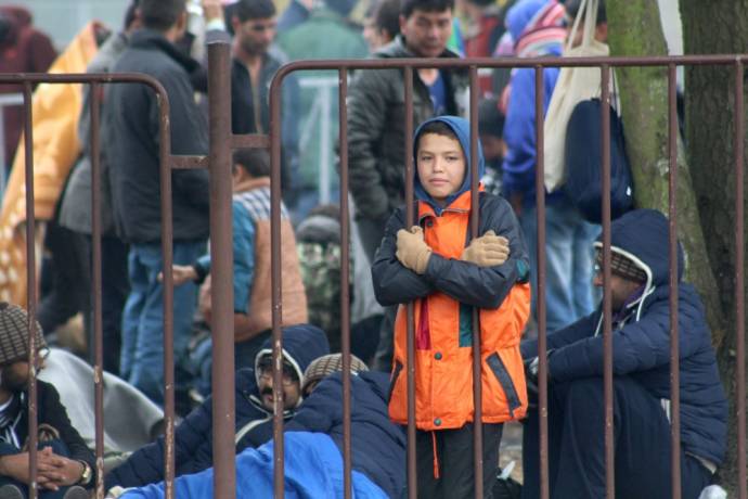 A young refugee boy in Dobova, Slovenia, 2015