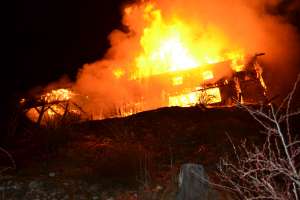The lodge in flames