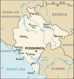 Map of Montenegro from the CIA Factbook