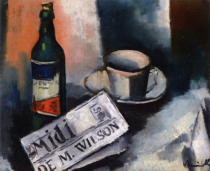 Flickr: Maurice de Vlaminck - Still Life with Newspaper and Bottle, public domain