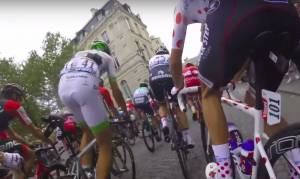 Filmed from an on-bike camera