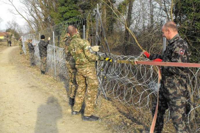 A border fence being set up in 2016