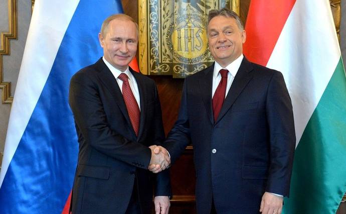 Vladimir Putin met with Prime Minister of Hungary Viktor Orban in Budapest, February 2015